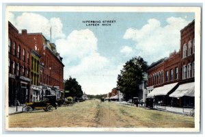 1917 Nipersing Street Classic Cars Road Building Lapeer Michigan Posted Postcard