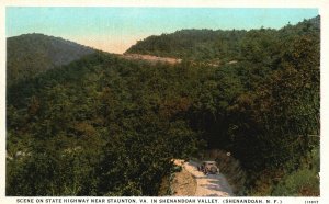 Vintage Postcard 1920's State Highway near Staunton Virginia Shenandoah Valley