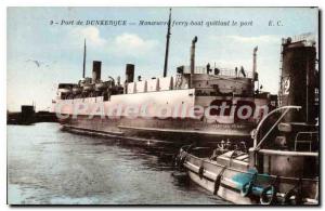 Old Postcard Dunkerque ferry maneuver