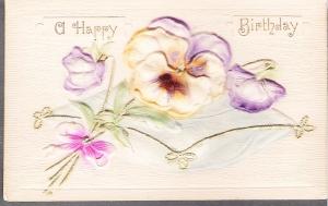 A Happy Birthday Pansies Embossed - [MX-225]