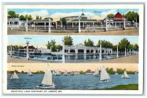 c1920 Beautiful Lake Contrary Midway Boats St. Joseph Missouri Vintage Postcard