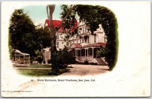 Entrance Main Hotel Vendome San Jose California Grounds In The Outside Postcard