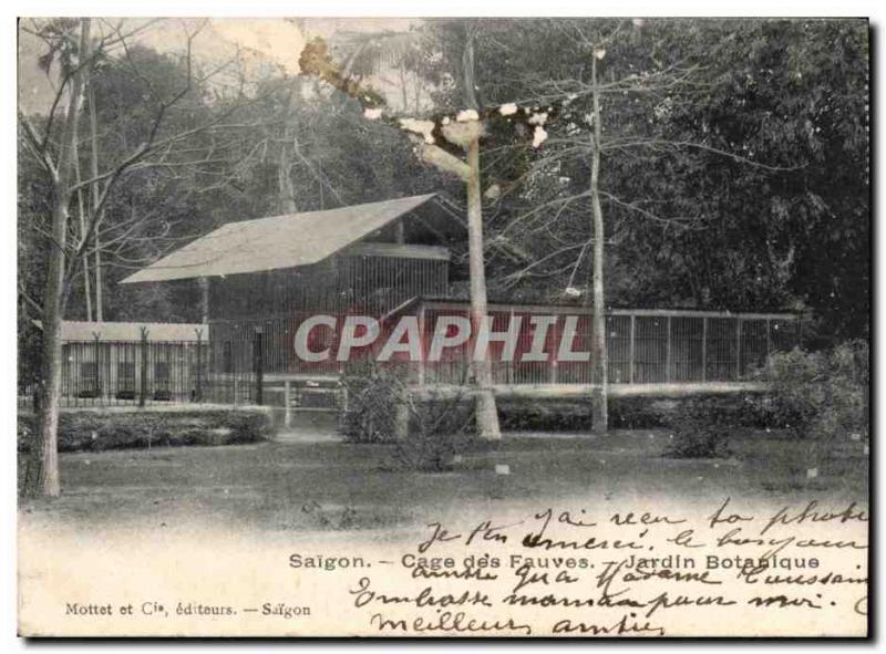 Old Postcard Saigon Cage Fauves Botanical Garden Mottet and publishers Saigon