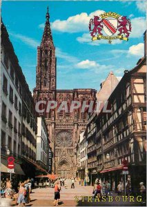 Modern Postcard Strasbourg (Bas Rhin) The Cathedral and Merciere Street