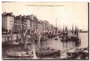 Old Postcard Le Havre Le Quai Spnthampton and & # 39Avant Harbor Yacht