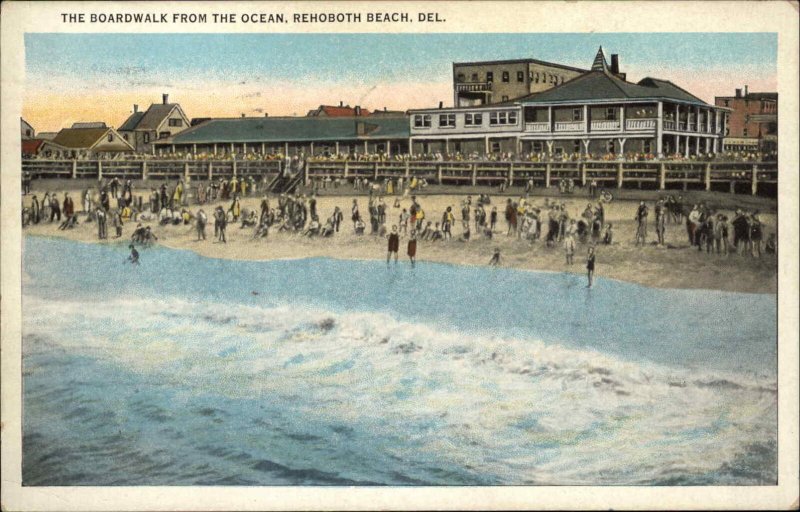 Rehoboth Beach Delaware DE Boardwalk c1920 Postcard 