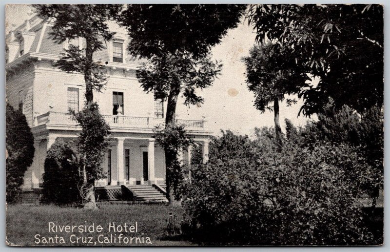 Vtg Santa Cruz California CA Riverside Hotel 1910s View Old Postcard