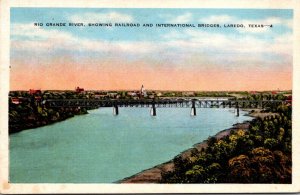 Texas Laredo Rio Grande River Showing Railroad and International Bridges