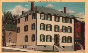 Vintage Postcard 1930's The Birthplace of Longfellow Portland Maine Colorcraft