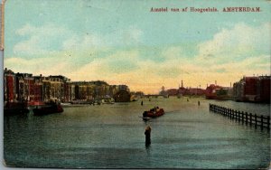 Netherlands Amsterdam Amstel vanaf Hogesluis Vintage Postcard 04.09