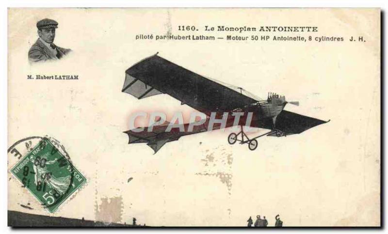 Old Postcard Jet Aviation monoplane Antoinette Hubert Latham