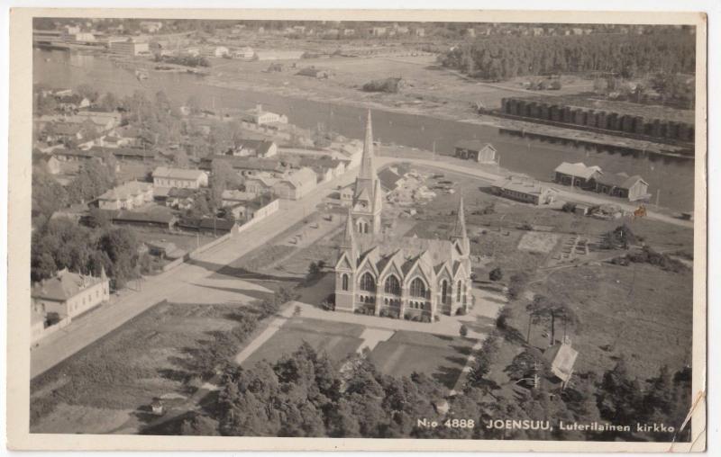 Finland; Joensuu Lutheran Church Aerial View RP PPC Local PMK, Airmail Use 