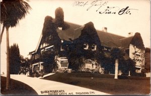 Real Photo Postcard Busch Residence, Orange Grove Avenue in Pasadena, California