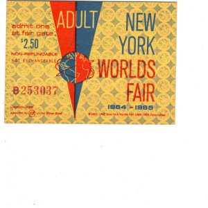 New York World's Fair Adult Ticket 1964 - 65