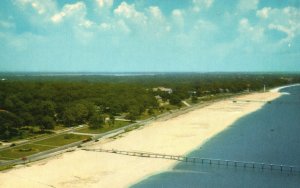 Vintage Postcard Highway And Beach Aerial View Mississippi Gulf Coast SPI Pub.