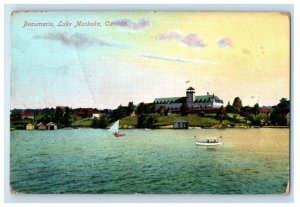 1909 View Of Beaumaris Lake Sailboat Muskoka Canada Posted Antique Postcard