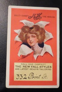 Mint USA Advertising Postcard Mason and Hansen Fine Woolens New Fall Styles
