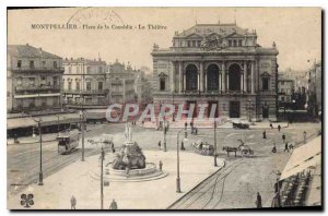 Old Postcard Montpellier Place de la Comedie The Theater