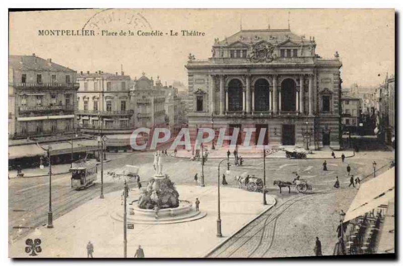 Old Postcard Montpellier Place de la Comedie The Theater