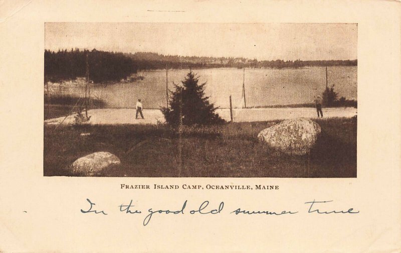Oceanville ME Frazier Camp Tennis Court 1911 Postcard