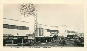 Postcard RPPC California Hollywood Breneman's Famous Restaurant autos 23-4395