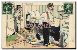 Old Postcard Boat War Sailors Illustrator Gervese Less five!