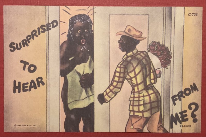 Black Americana, “Surprised to hear from me?”, Vintage Postcard