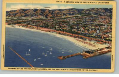 Santa Monica CA Aerial View Postcard