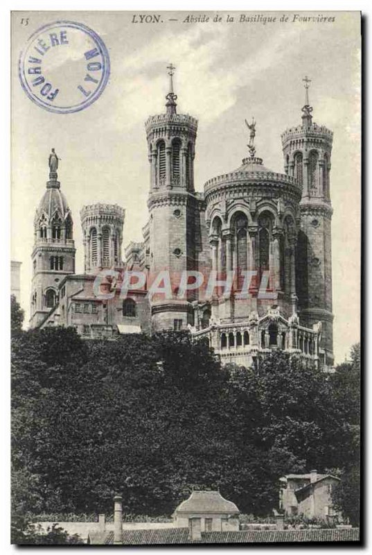 Old Postcard Lyon apse of the Basilica of Fourvières