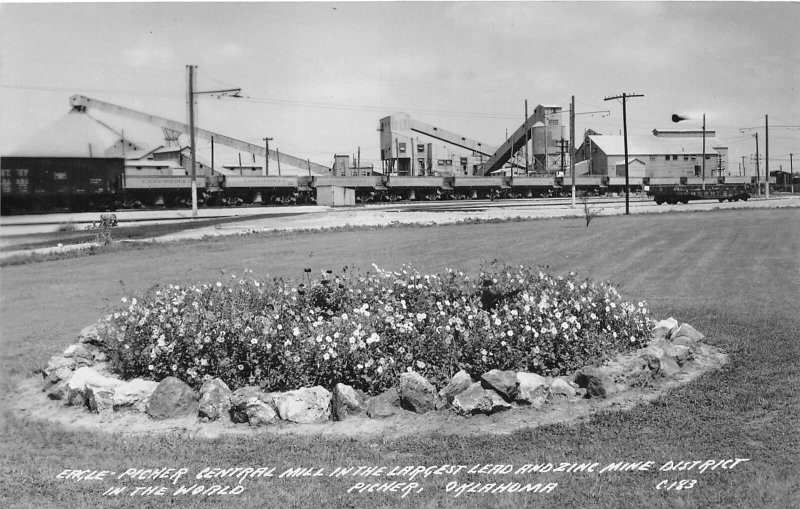 H34/ Picher Oklahoma RPPC Postcard c30s Central Mill Lead Zinc Railroad