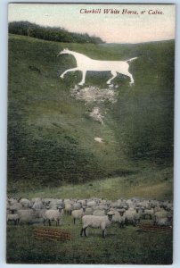 Calne Wiltshire England Postcard Cherhill White Horse n' Calne c1910