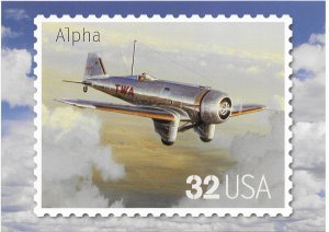 US Aircraft. unused. Alpha. 5X7  Includes matching stamp #3142e.  Nice