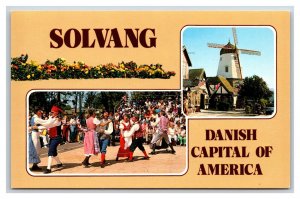 Danish Capital of America Multiview Solvang CA UNP Chrome Postcard R24