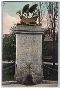 San Francisco California Postcard Monument Robert Louis Stevenson Square c1910