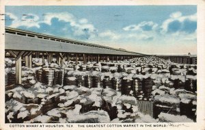 Cotton Wharf at Houston, Texas, Early Postcard, Used