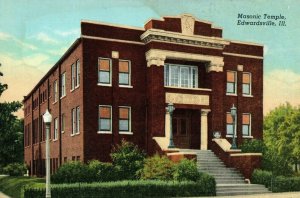 1920s-30s Masonic Temple Edwardsville Illinois Masons Vintage Postcard P79 