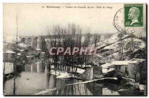 Parthenay Old Postcard Viadux the railway Effect Snow
