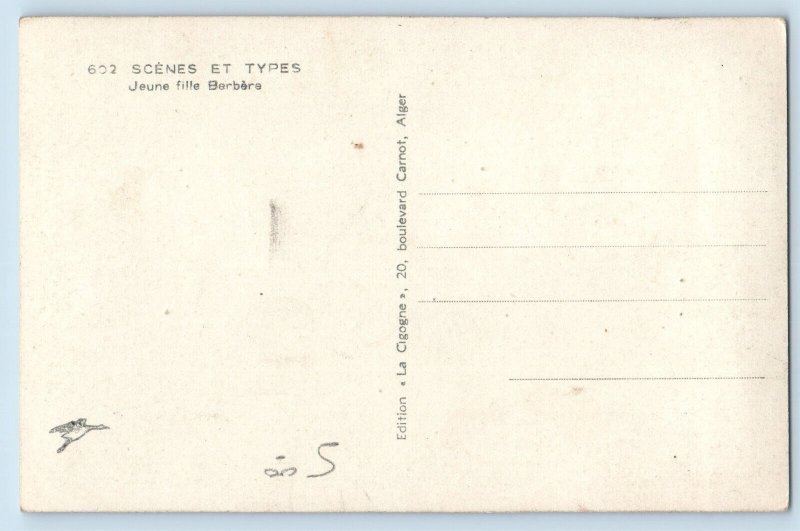 Algeria Postcard Scenes and Types Young Berber Girl c1930's RPPC Photo