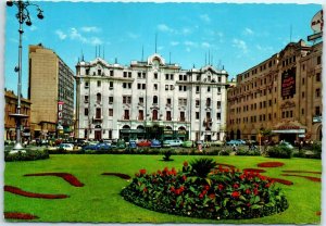 Postcard - Hotel Bolivar and Plaza San Martin, Lima, Peru 