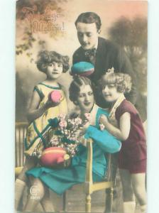 tinted rppc c1910 HOLDING BIG EASTER EGGS AC9021