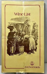 Vintage 1978 Anchor Hotels Wine List Menu