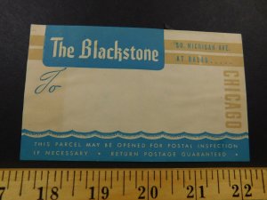 1930s-40s The Blackstone Hotel Chicago Art Deco Travel Luggage Label Sticker