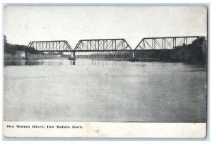 c1940s Des Moines River Bridge View Des Moines Iowa IA Unposted Vintage Postcard