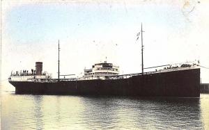 Malos Lank Cargo Steam Ship Tinted Real Photo 2 RPPC Postcard