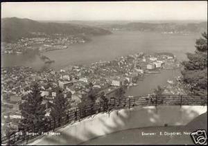 norway norge, BERGEN, Fra Fløyen, Panorama (1955) RPPC