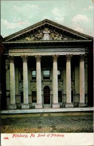 Pittsburgh PA~Bank of Pittsburg~Close Up Front Doors~Cobblestone Street~1907 PCK 