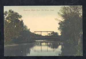 IDA GROVE IOWA MAPLE RIVER BRIDGE VINTAGE POSTCARD 1910