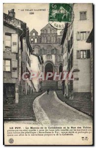 Old Postcard Le Puy La Montee de la Cathedrale and Tables Street