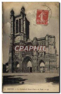 Old Postcard Troyes La Cathedrale Saint Peter and Paul