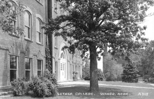 RPPC Luther College WAHOO, NEBRASKA Saunders County ca 1950s Vintage Postcard